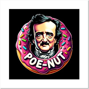 Edgar Allan Poe Poe-Nut Funny Food Pun Posters and Art